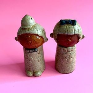 Vintage Knobler Boy Girl Salt and Pepper Shakers Japan Stoneware 1960s